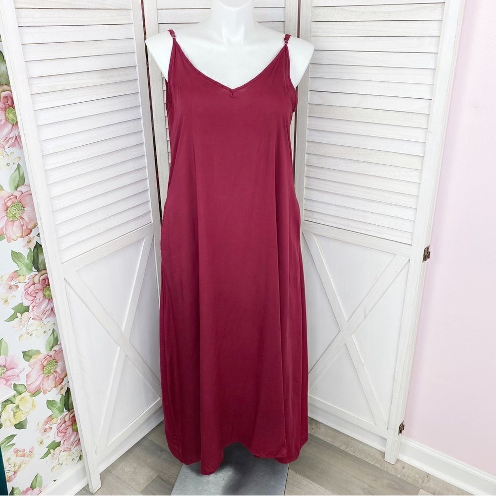 Zanzea‎ Maxi Slip Dress Maroon Red 12 Sleeveless